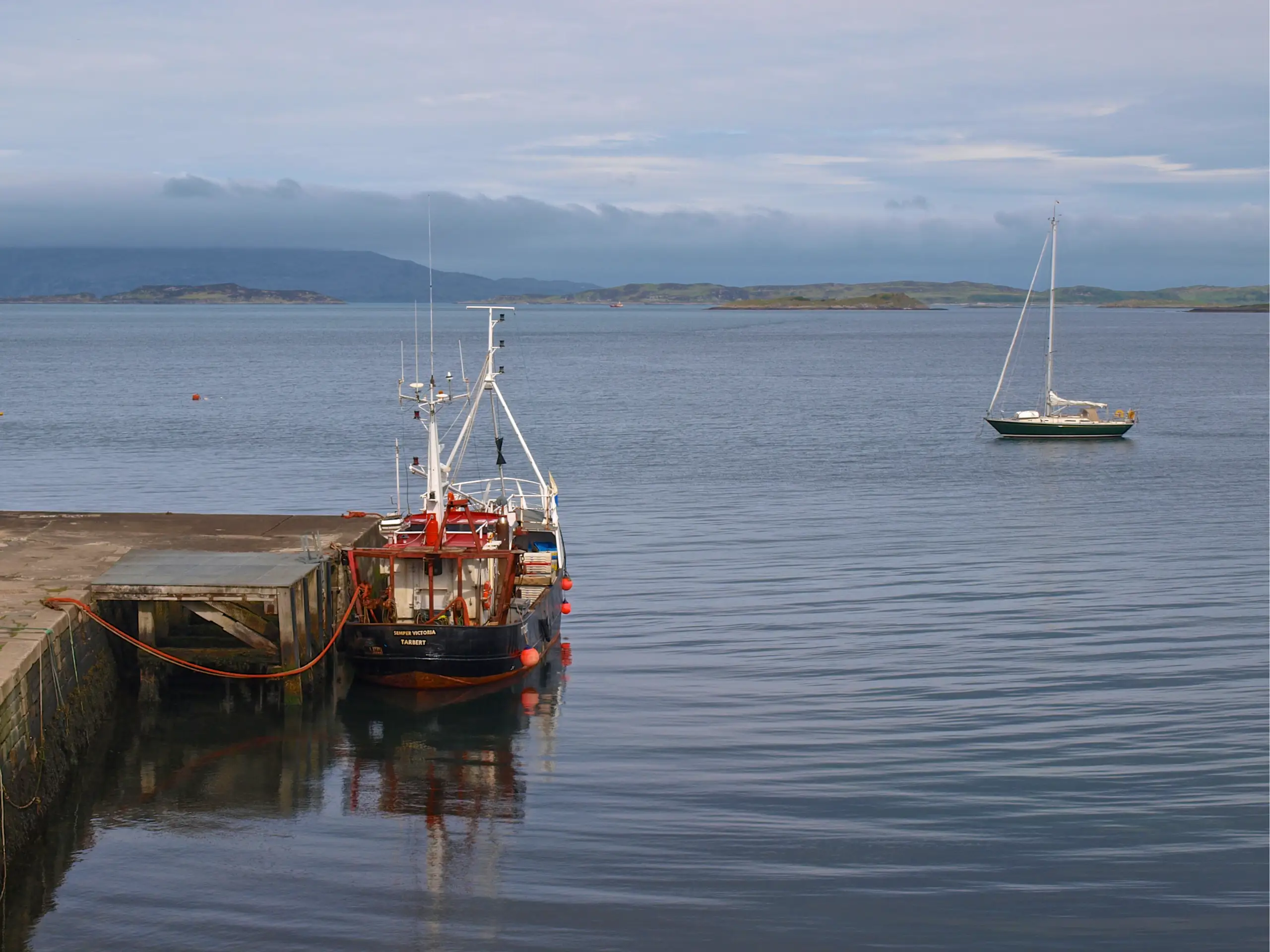 Pickle at anchor off the pier
