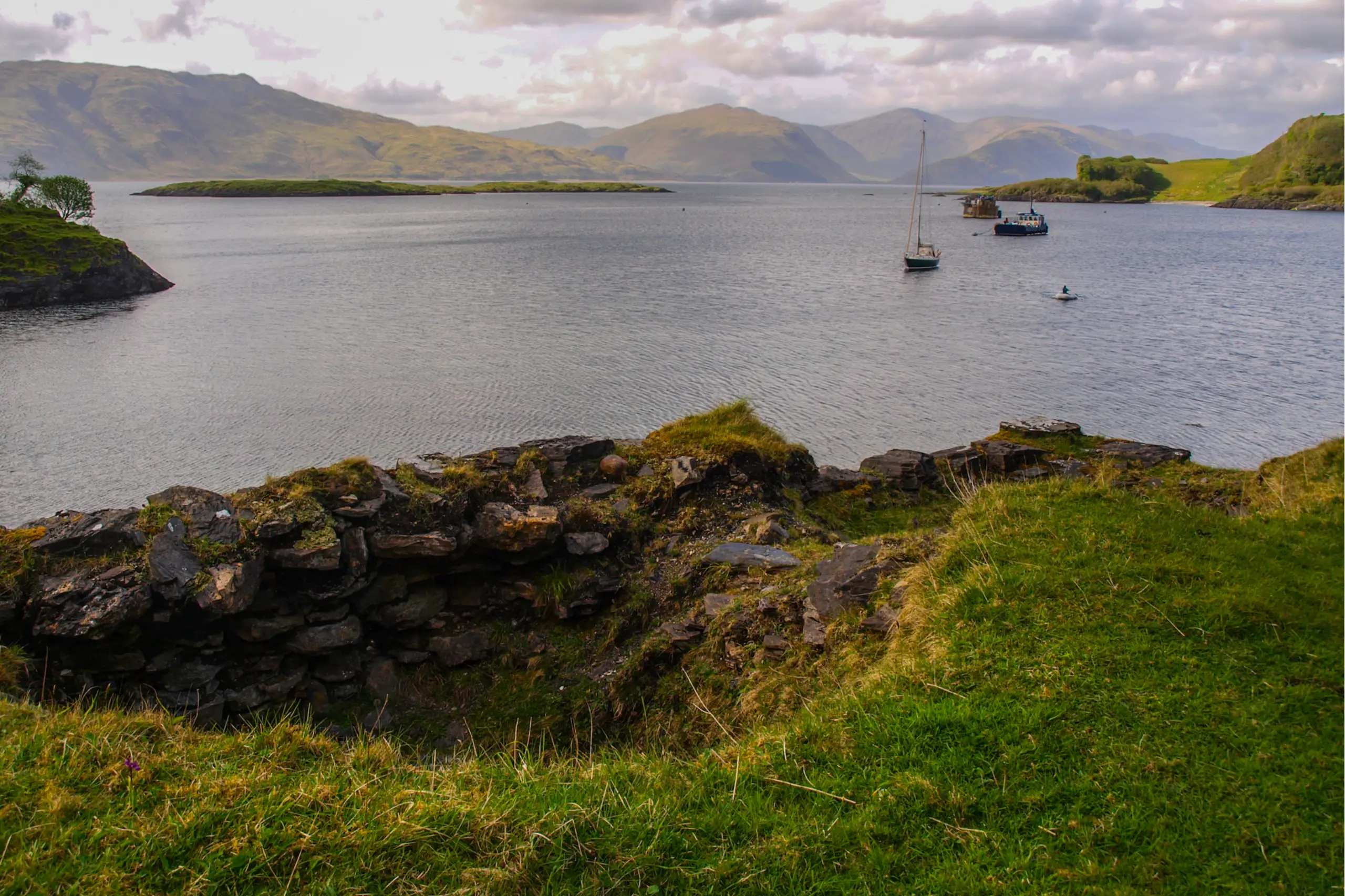 Looking down on the south anchorage from the old limekiln