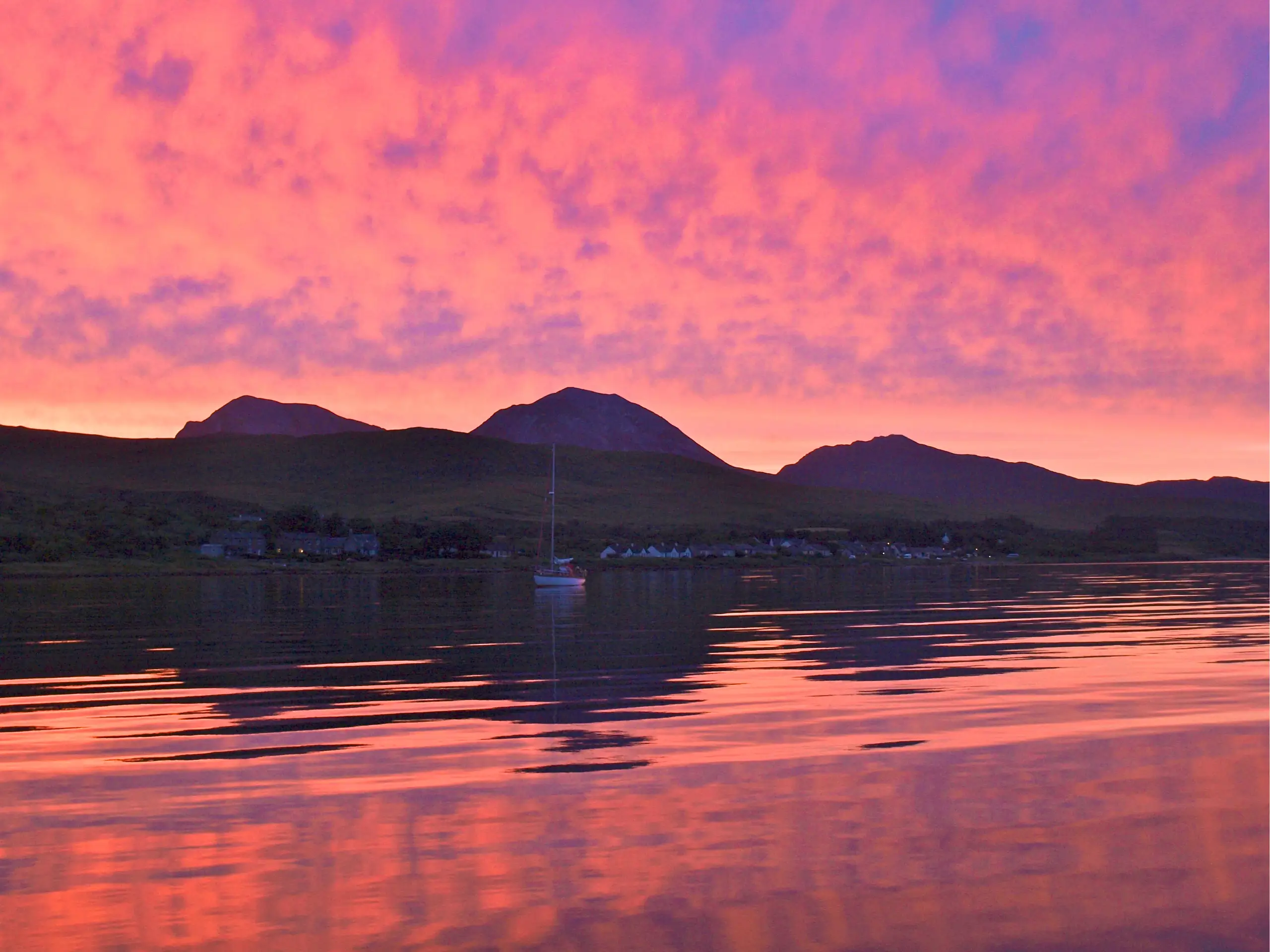 Sunset over the Paps from the moorings