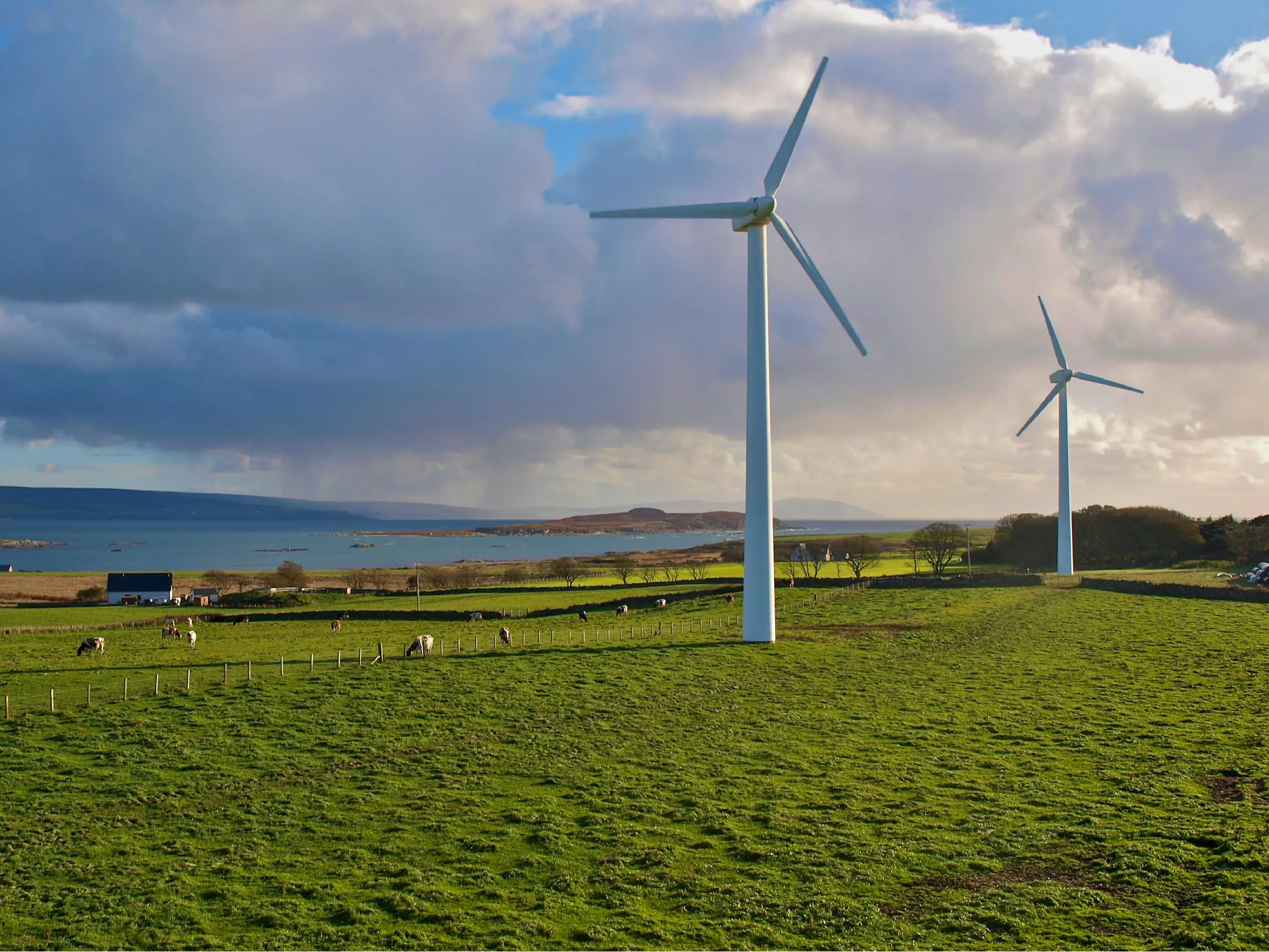 Two of the four turbines, looking south