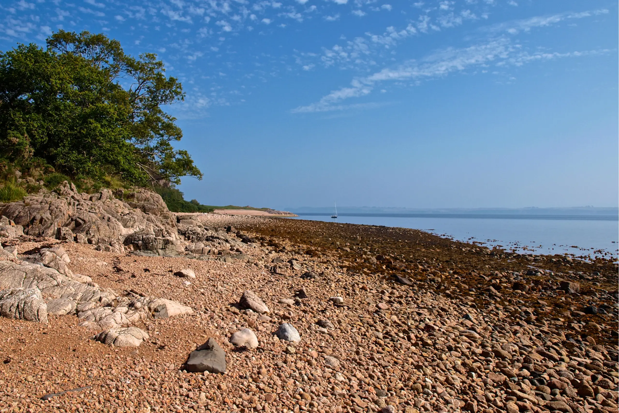 The typically stoney beach for these parts