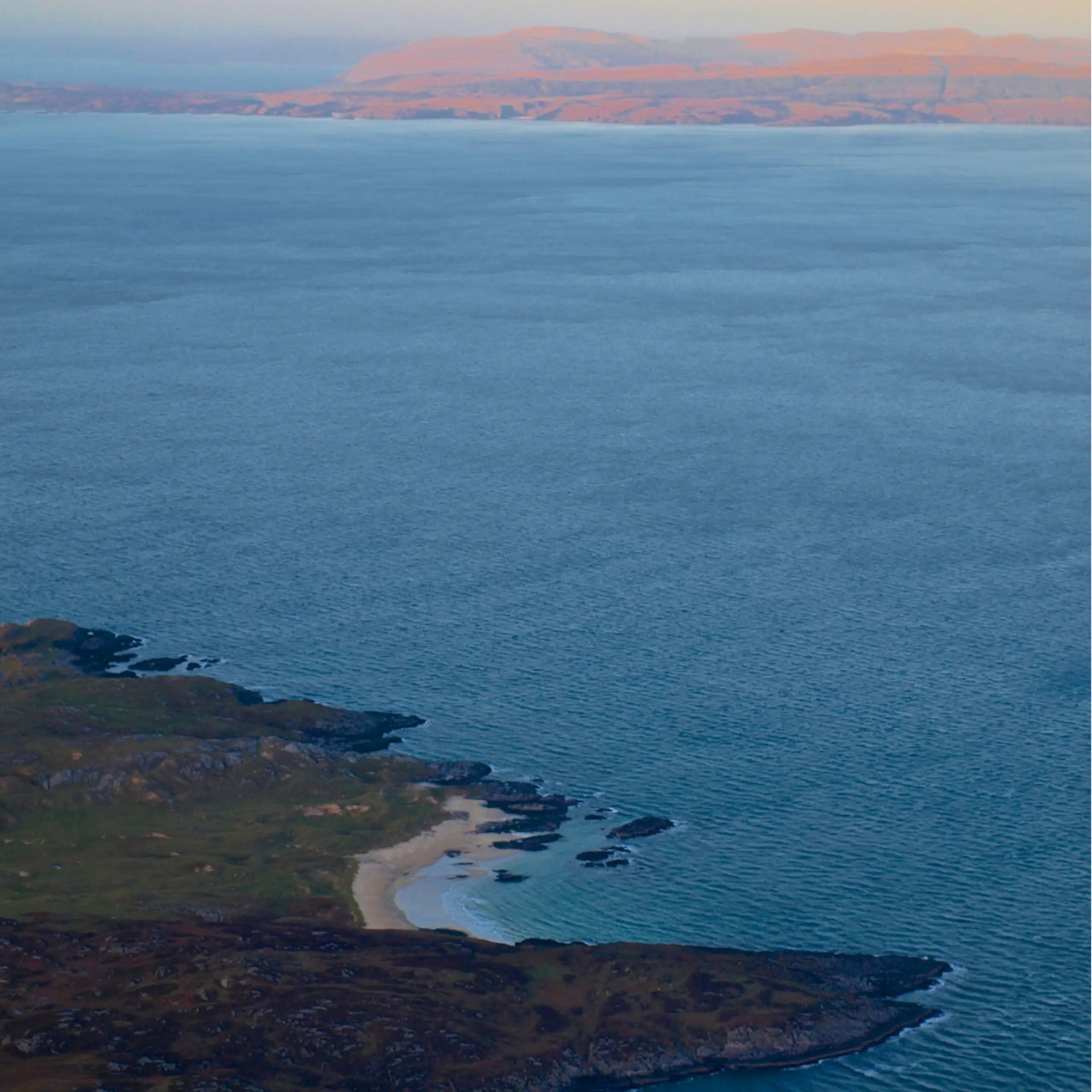 The beach from the air, Mull beyond