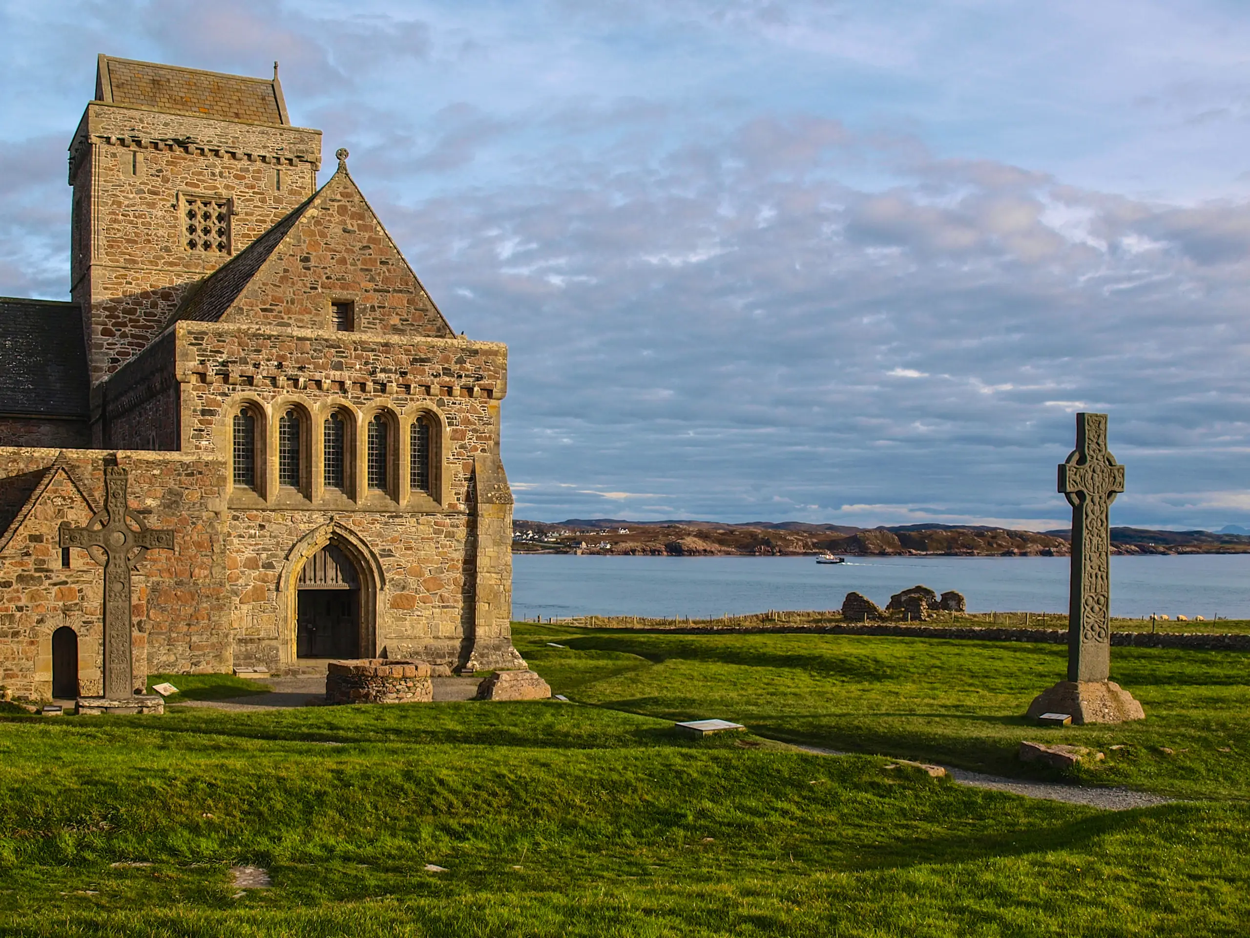 Iona Abbey with the sound beyond