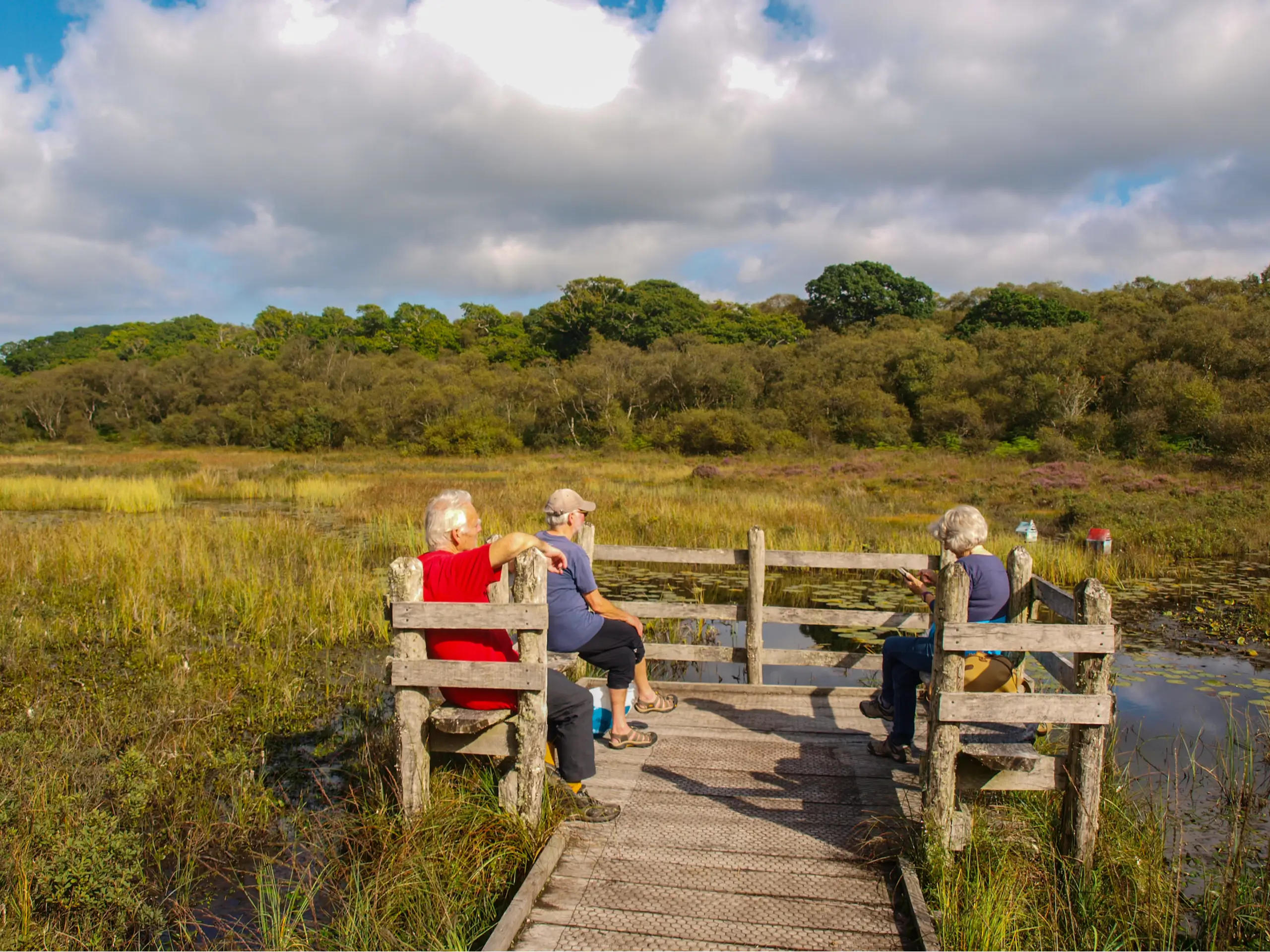 The crew relaxing by the nature reserve
