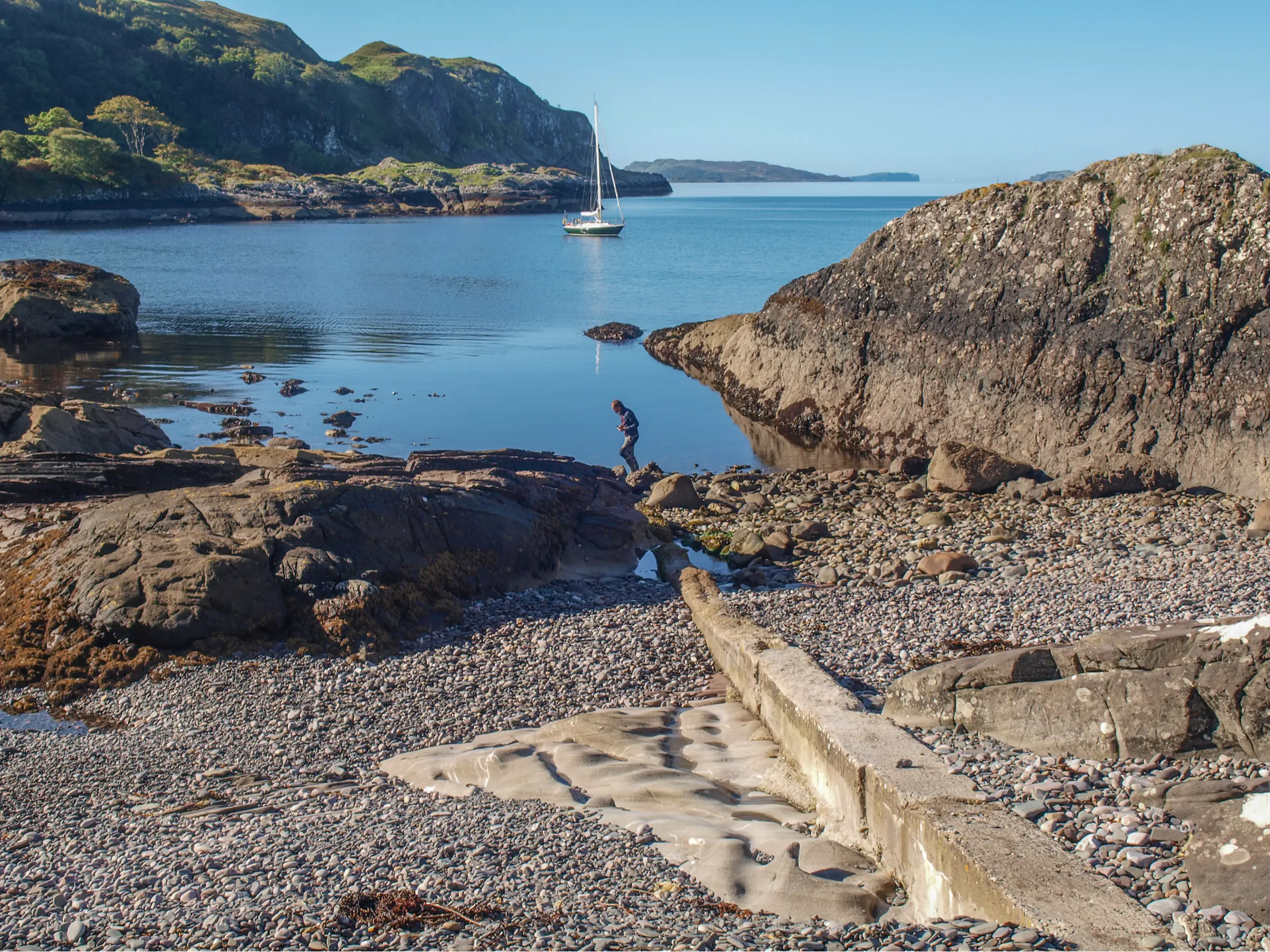 The concrete duct that surrounded the telephone cable as it disappeared into the sea