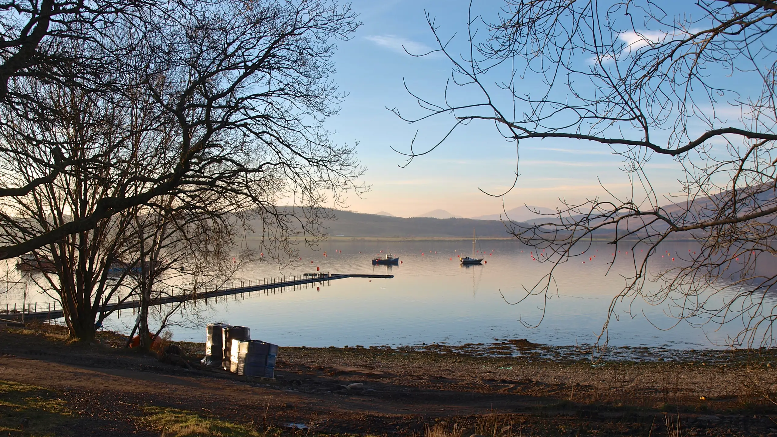 Pontoons near Barcaldine, winter