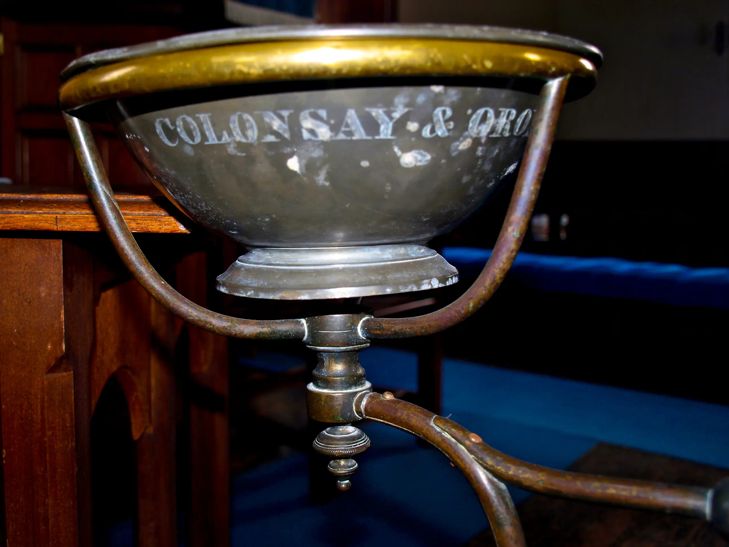 The baptsimal font in the church