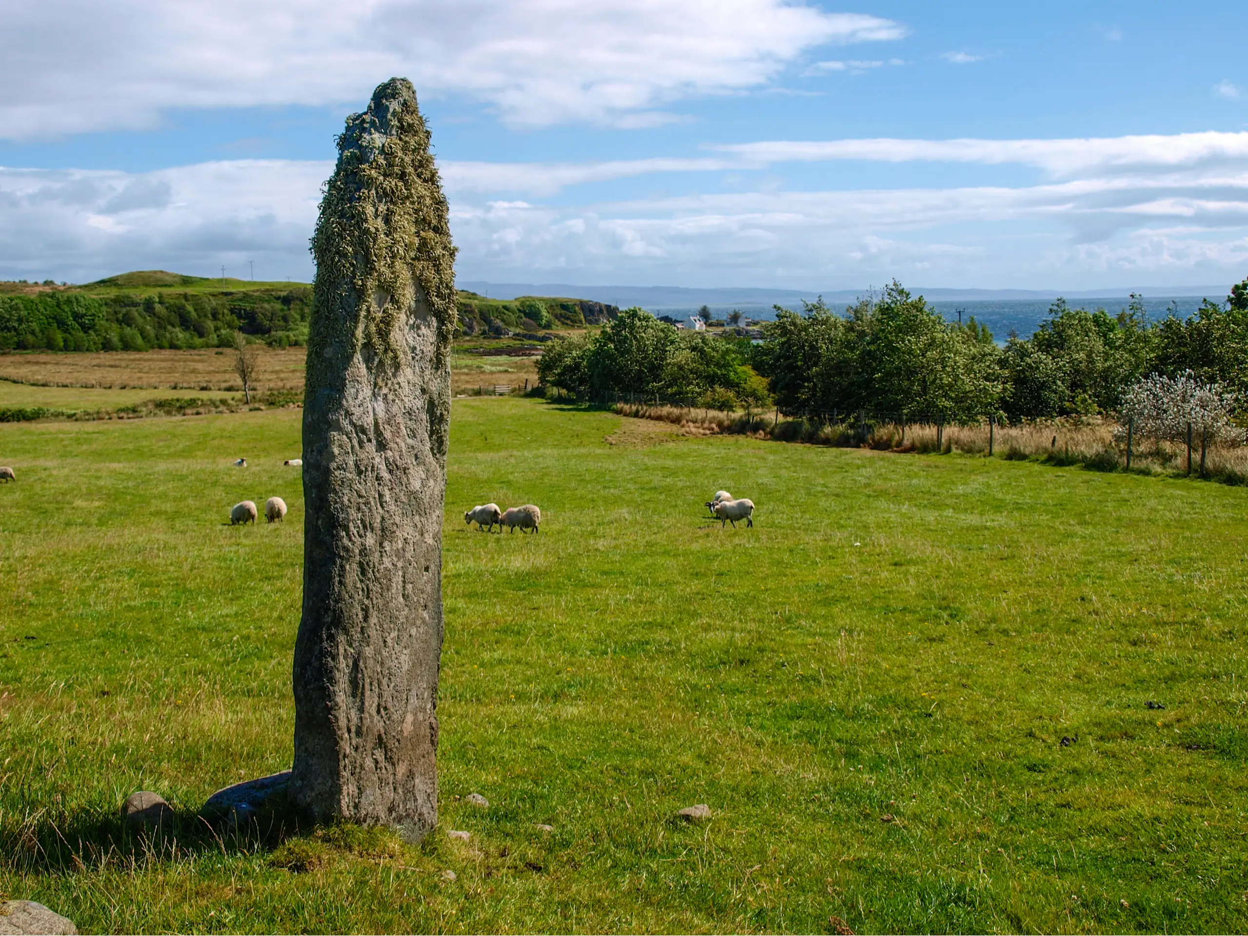 A standing stone above the anchorage