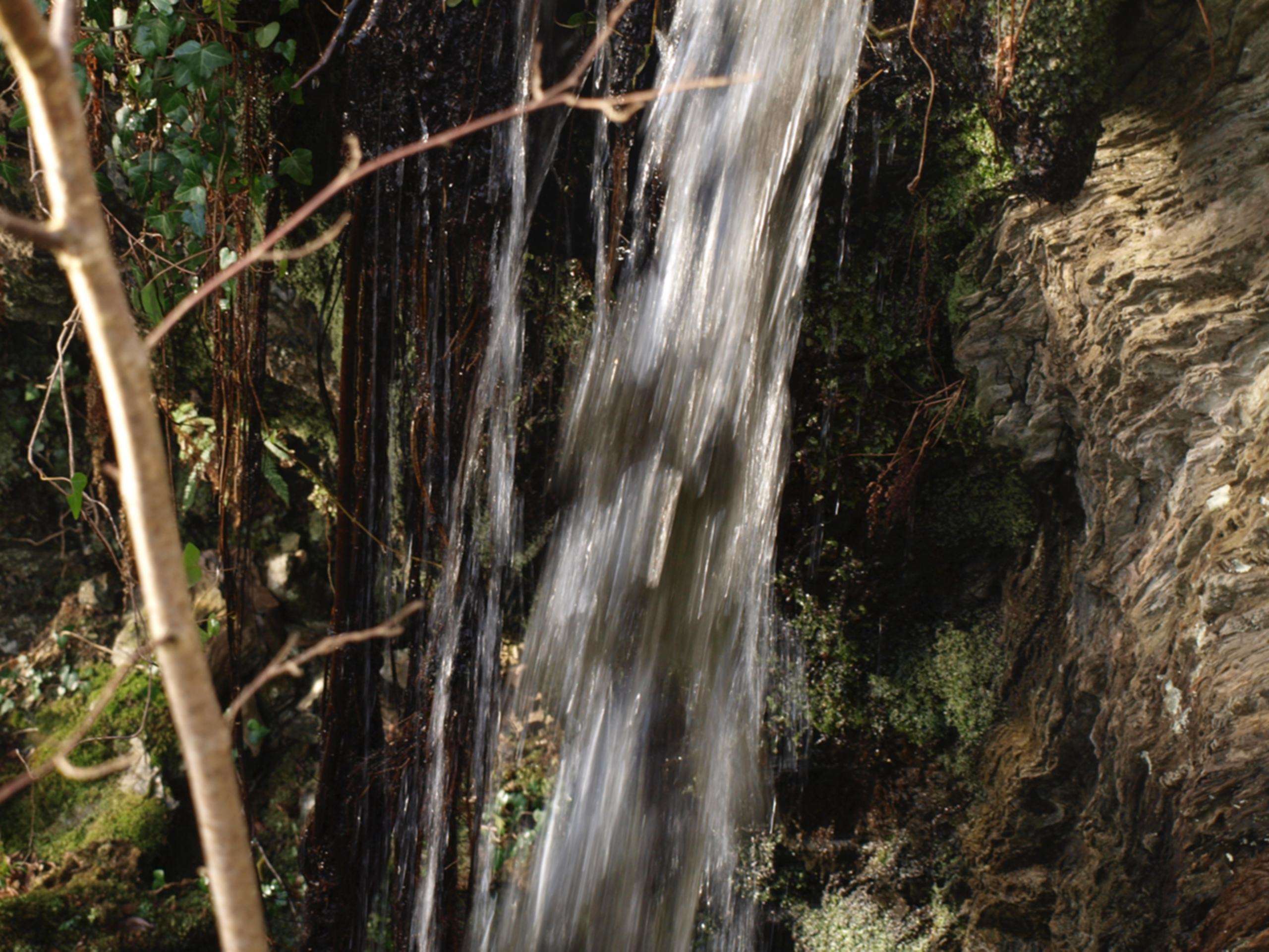 The waterfall outside the cave