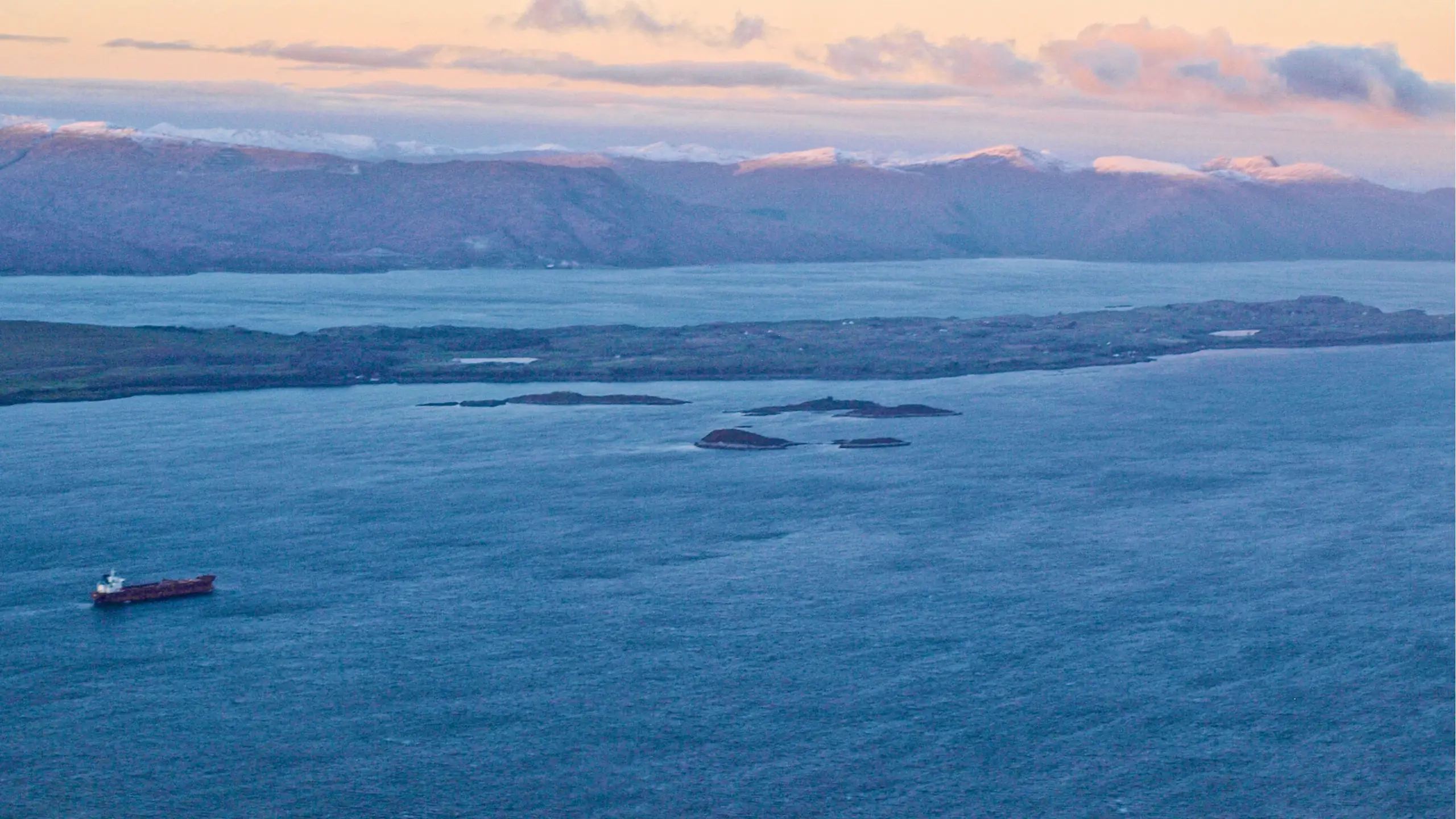 The Creag Islands from the air, Lismore behind them, and Morvern in the far distance
